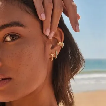 MYEARS Gold Flower Hoop Earrings Hypoallergenic Stylish