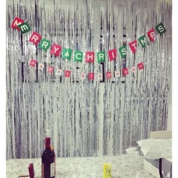 Fecedy Silver Tinsel Fringe Curtains for Parties and Weddings