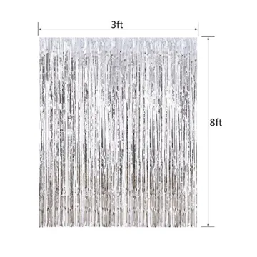Fecedy Silver Tinsel Fringe Curtains for Parties and Weddings