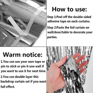 Fecedy Silver Tinsel Fringe Curtains for Parties and Weddings