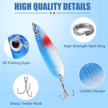 Fishing Spoons Lures Kit, 30pcs Hard Metal Spoon Lures Colorful Trolling Spoons Spinner Baits with T...