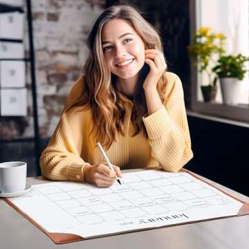 Simplified Desk Calendar 2025-2026 with Desktop Mat, Cabbrix Large Desk Pad Calendar 21" x 16-1/2" R...
