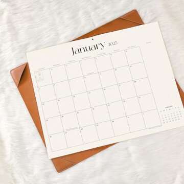 Simplified Desk Calendar 2025-2026 with Desktop Mat, Cabbrix Large Desk Pad Calendar 21" x 16-1/2" Runs From Now to June 2026, Desk Blotter Calendar for Home School and Office (Brown)