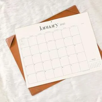Simplified Desk Calendar 2025-2026 with Desktop Mat, Cabbrix Large Desk Pad Calendar 21" x 16-1/2" Runs From Now to June 2026, Desk Blotter Calendar for Home School and Office (Brown)