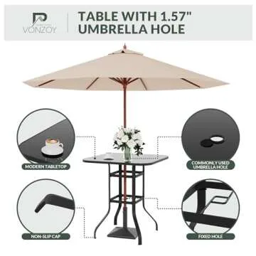 VONZOY 3 Pieces of Patio Swivel Bar Stools Set with 2 Outdoor Bar Height Chairs and 1 Bar Table - High Top Bistro Set for Deck, Pool, Garden, Backyard - All-Weather Metal Frame Textilene Fabric, Brown