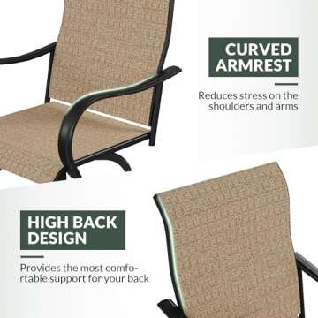 VONZOY 3 Pieces of Patio Swivel Bar Stools Set with 2 Outdoor Bar Height Chairs and 1 Bar Table - High Top Bistro Set for Deck, Pool, Garden, Backyard - All-Weather Metal Frame Textilene Fabric, Brown