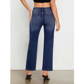 GRAPENT Women's Cowgirl Jeans with Forward Seams - Ankle Pants, High Waist, Dark Blue, X-Large (Size...