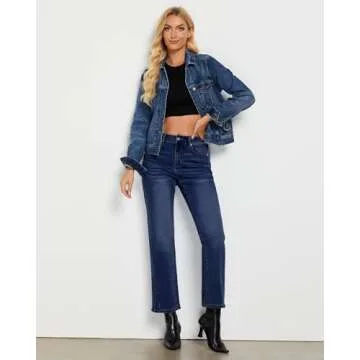 GRAPENT Women's Cowgirl Jeans with Forward Seams - Ankle Pants, High Waist, Dark Blue, X-Large (Size 16-18)