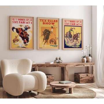 Cowboy Rodeo Publicity Vintage Decor, Cute & Unique Cafe Bar Home Decor Vintage Poster, Retro Cowboy...