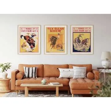 Cowboy Rodeo Publicity Vintage Decor, Cute & Unique Cafe Bar Home Decor Vintage Poster, Retro Cowboy Action Art Coffee Bar Accessories Western Signs & Posters Aesthetic Cowboy Wall Decor(16 x 20)