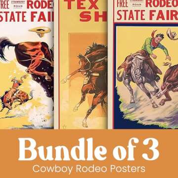 Cowboy Rodeo Publicity Vintage Decor, Cute & Unique Cafe Bar Home Decor Vintage Poster, Retro Cowboy Action Art Coffee Bar Accessories Western Signs & Posters Aesthetic Cowboy Wall Decor(16 x 20)