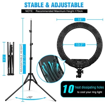 Yesker 18" LED Ring Light Kit for Stunning Photography