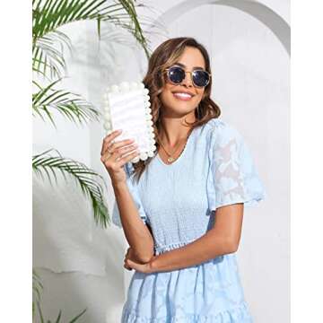 SharPlus Acrylic Beaded Pearl Clutch Purse for Women, Handmade Marble Evening Bag Handbag for Prom Party Bridal Wedding (White)