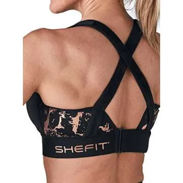 SHEFIT Flex Sports Bra for Women, Medium Impact Sports Bra, Black, Large (Luxe)