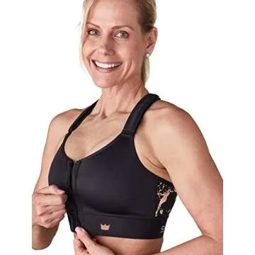 SHEFIT Flex Sports Bra for Women, Medium Impact Sports Bra, Black, Large (Luxe)