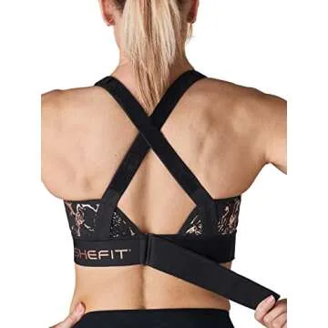 SHEFIT Flex Sports Bra for Women, Medium Impact Sports Bra, Black, Large (Luxe)
