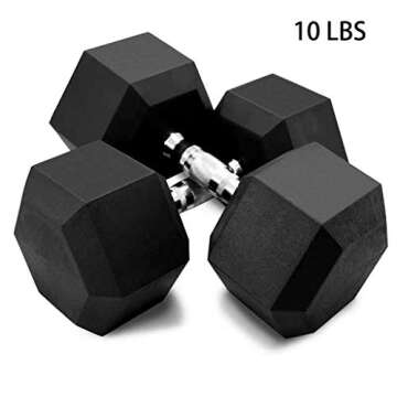 Barbell Set of 2 Coated Hex Rubber Dumbbell with Metal Handles, Heavy Dumbbells Home Gym Fitness Arm Strength Training Equipment, Multi-Weight Optional - 5lbs,10lbs, 20lbs, 30lbs, 50lbs (10lbs x 2)