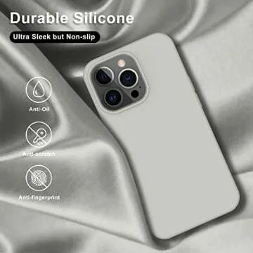 bemal for iPhone 14 Pro Max Case with Screen Protector - Slim Fit Liquid Silicone - Soft Microfiber Lining - Designed for Women and Girls - Shockproof Protective Phone Cover-Rock Grey