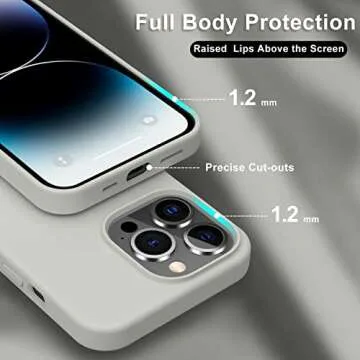 bemal for iPhone 14 Pro Max Case with Screen Protector - Slim Fit Liquid Silicone - Soft Microfiber Lining - Designed for Women and Girls - Shockproof Protective Phone Cover-Rock Grey