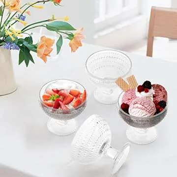 ZOOFOX Glass Ice Cream Bowl Set for All Occasions