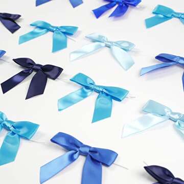 AIMUDI Twist Tie Bows - 50 Satin Bows in 5 Colors