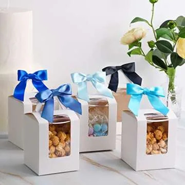 AIMUDI Twist Tie Bows - 50 Satin Bows in 5 Colors