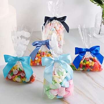 AIMUDI Twist Tie Bows - 50 Satin Bows in 5 Colors