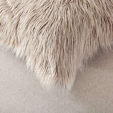 OJIA Deluxe Home Decorative Super Soft Plush Mongolian Faux Fur Throw Pillow Cover Cushion Case (18 x 18 Inch, Light Coffee)