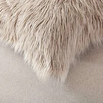 OJIA Deluxe Home Decorative Super Soft Plush Mongolian Faux Fur Throw Pillow Cover Cushion Case (18 x 18 Inch, Light Coffee)