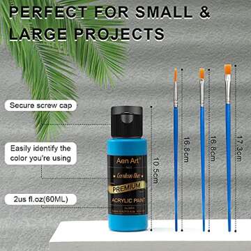 Aen Art Acrylic Paint, 24 Colors Craft Paint Supplies for Canvas, Wood, Ceramic, Rich Pigments Paints for Artists & Hobby Painters, 2 fl oz / 60 ml