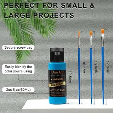 Aen Art Acrylic Paint, 24 Colors Craft Paint Supplies for Canvas, Wood, Ceramic, Rich Pigments Paints for Artists & Hobby Painters, 2 fl oz / 60 ml