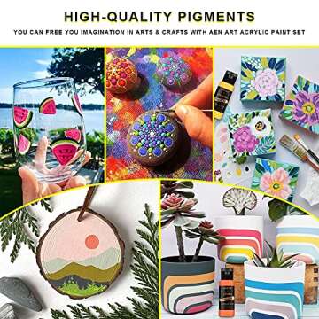 Aen Art Acrylic Paint, 24 Colors Craft Paint Supplies for Canvas, Wood, Ceramic, Rich Pigments Paints for Artists & Hobby Painters, 2 fl oz / 60 ml