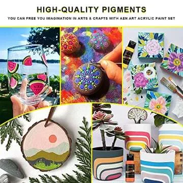 Aen Art Acrylic Paint, 24 Colors Craft Paint Supplies for Canvas, Wood, Ceramic, Rich Pigments Paints for Artists & Hobby Painters, 2 fl oz / 60 ml