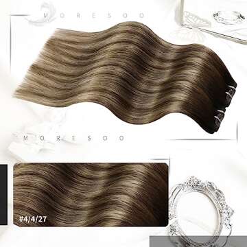 Moresoo Balayage Clip in Hair Extensions - 24inch Human Hair Ombre Set