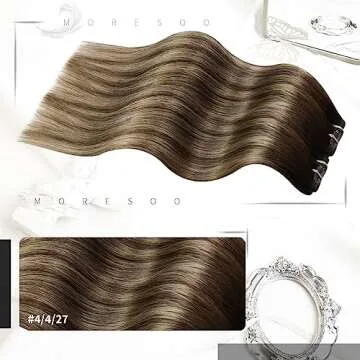 Moresoo Balayage Clip in Hair Extensions - 24inch Human Hair Ombre Set