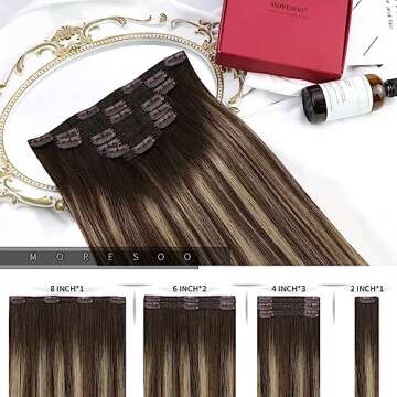 Moresoo Clip in Human Hair Extensions for Instant Glamour