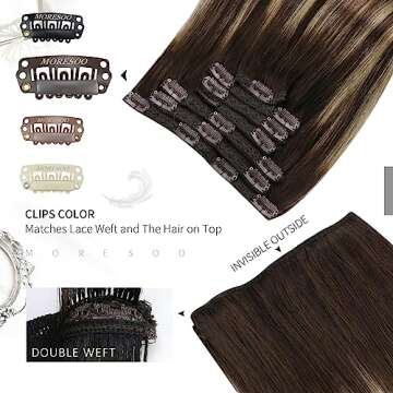 Moresoo Clip in Human Hair Extensions for Instant Glamour