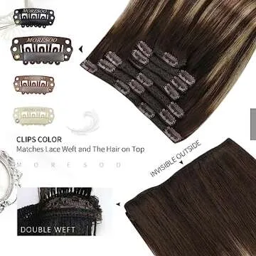 Moresoo Clip in Human Hair Extensions for Instant Glamour
