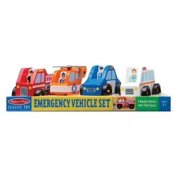 Emergency Vehicle Wooden Play Set - 4 Vehicles & Figures