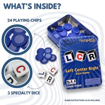 LCR Left Center Right Dice Game Blue Tin Fun for All Ages