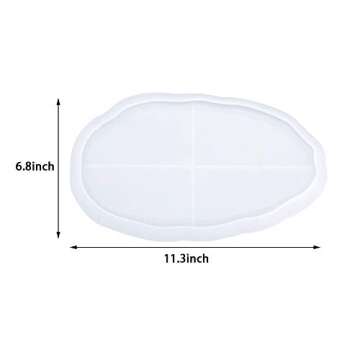 Silicone Resin Oval Tray Mold,Irregular Geode Agate Platter Epoxy Resin Casting Molds for Making Faux Agate Tray,Jewelry Storage Plate Dinner Dish Casting Mold Home Decoration