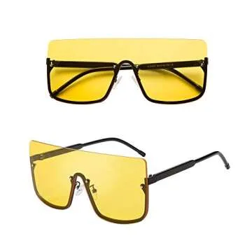 FEISEDY Retro One Piece Rimless Oversized Sunglasses for Women Vintage Inspired Sunglasses B2490