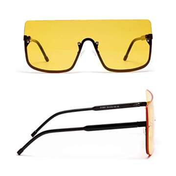 FEISEDY Retro One Piece Rimless Oversized Sunglasses for Women Vintage Inspired Sunglasses B2490