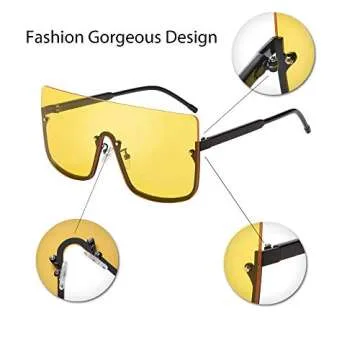 FEISEDY Retro One Piece Rimless Oversized Sunglasses for Women Vintage Inspired Sunglasses B2490