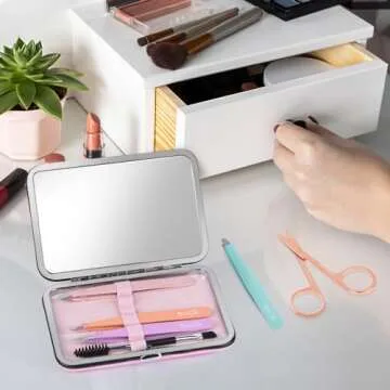 TsMADDTs Precision Tweezers & Mirror Set for Women