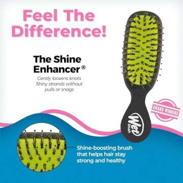 Wet Brush Mini Shine Enhancer Hair Brush, Black - Exclusive Ultra-soft IntelliFlex Bristles - Natural Boar Bristles for All Hair Types - For Women, Men, Wet and Dry Hair