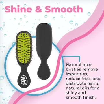 Wet Brush Mini Shine Enhancer Hair Brush, Black - Exclusive Ultra-soft IntelliFlex Bristles - Natural Boar Bristles for All Hair Types - For Women, Men, Wet and Dry Hair