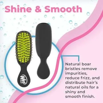 Wet Brush Mini Shine Enhancer Hair Brush, Black - Exclusive Ultra-soft IntelliFlex Bristles - Natural Boar Bristles for All Hair Types - For Women, Men, Wet and Dry Hair