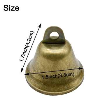 Maydahui 20 PCS Bronze Jingle Bells Vintage Brass Color Mini (1.7 X 1.5 Inches) for Wedding Doors Dog Collar Jewelry Sewing Christmas Hallowmas Decoration