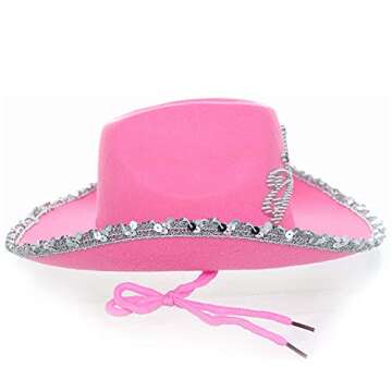 GiftExpress Pink Cowboy Hat With Tiara - CHILD SIZE, Pinky Felt Cowboy Hat for Western Costume, CowG...